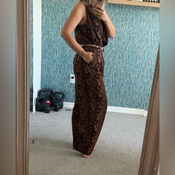 Vintage 80’s 90’s Studio I Brown leopard Jumpsuit with Relaxed Fit - Picture 2 of 3